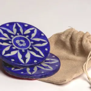 Blue pottery coasters